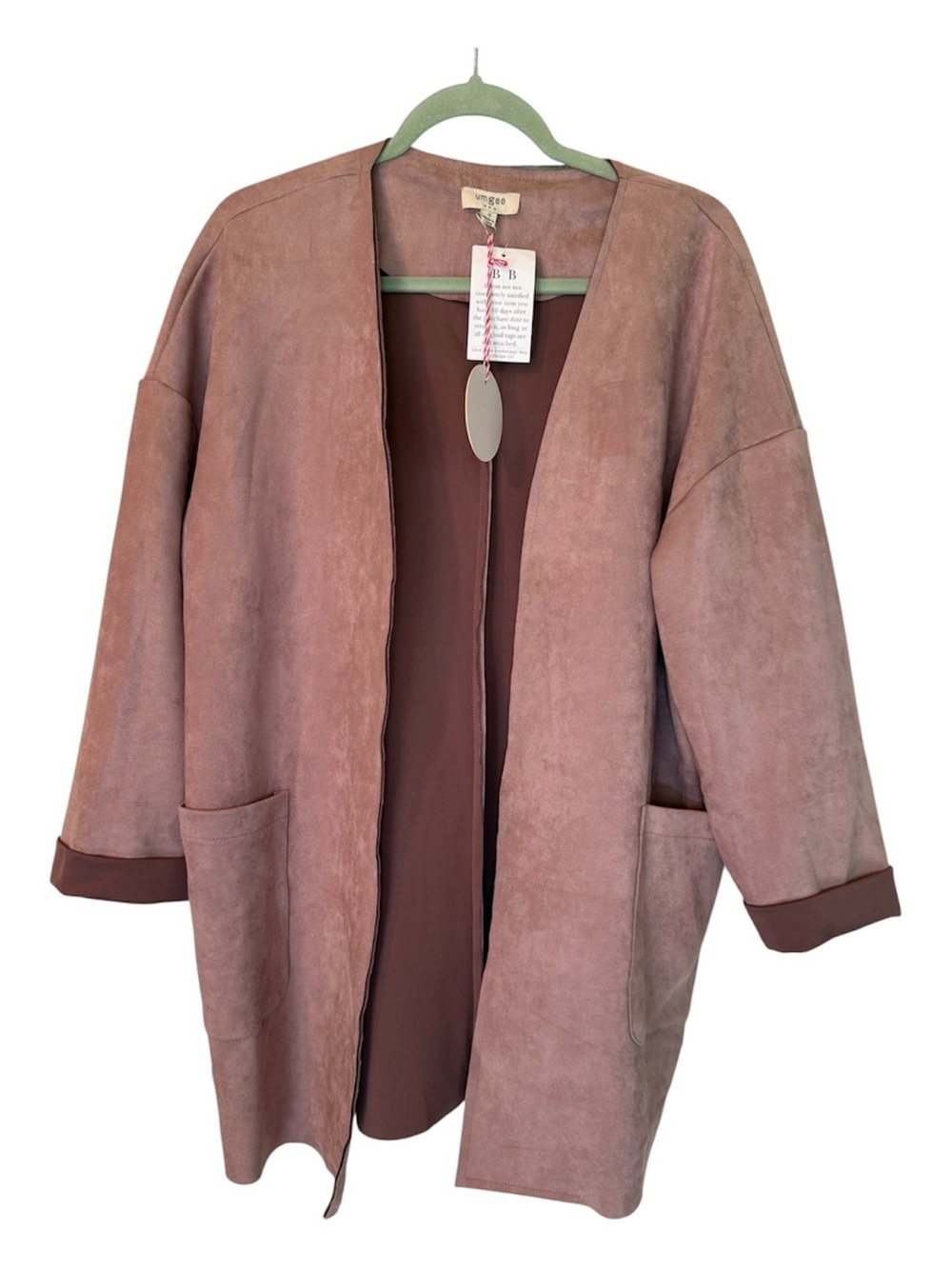 Umgee Dusty Rose Open-Front Coatigan